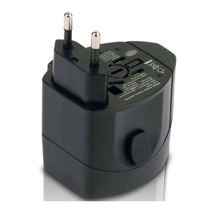 Round Universal travel adapter with USB CHARGER 