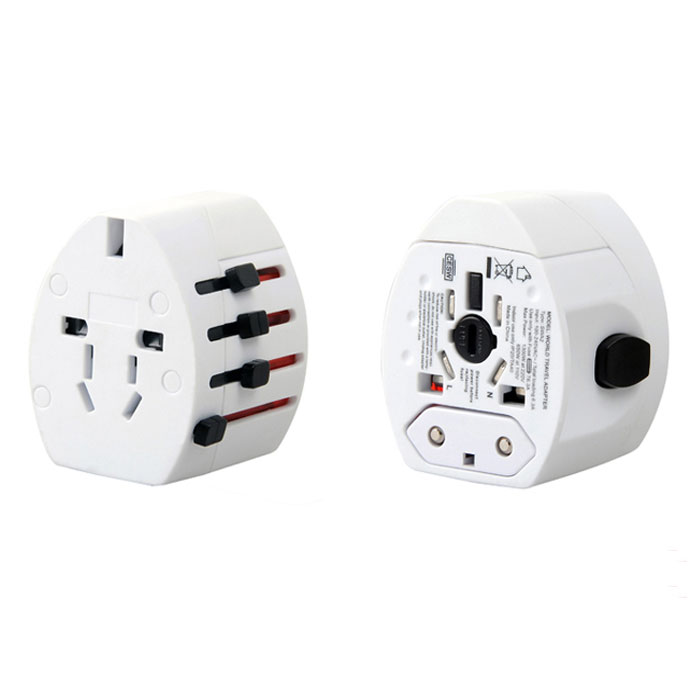 Round Universal travel adapter with USB CHARGER 