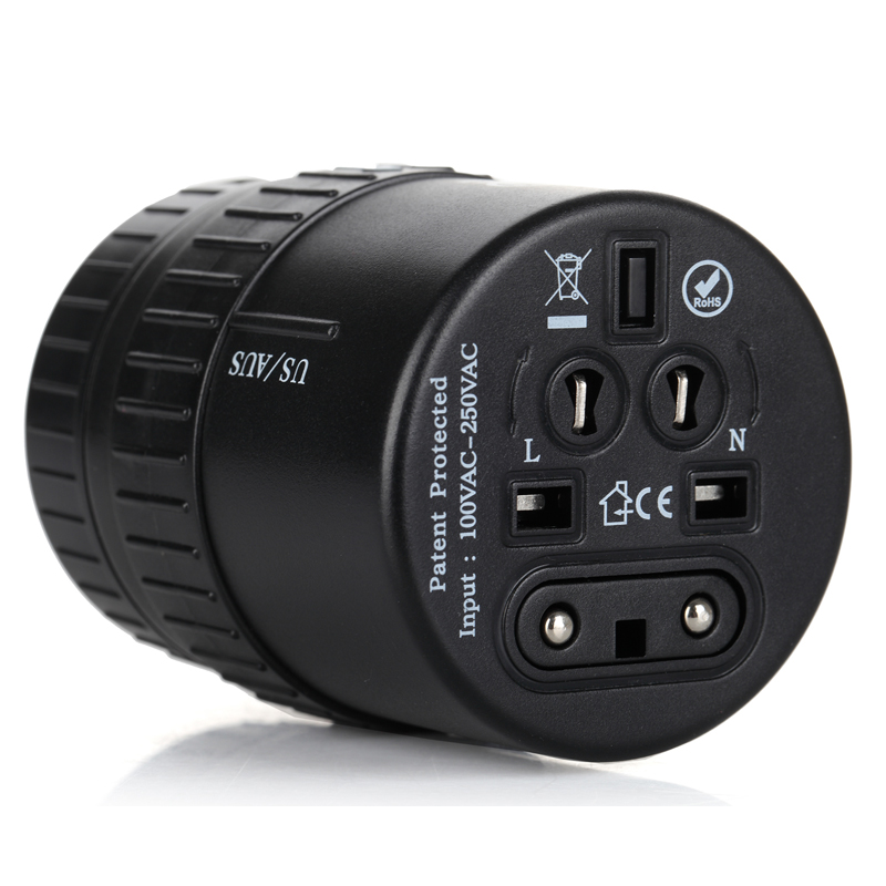 Round Universal travel adapter with USB CHARGER 
