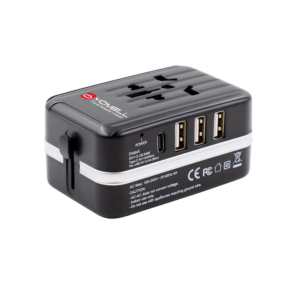 YM-131C 3USB+typeC travel adapter